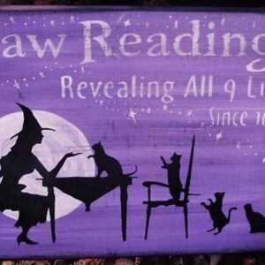 Primitive Witch Signs Black Cats Paw Readings Tarot Cards halloween decorations